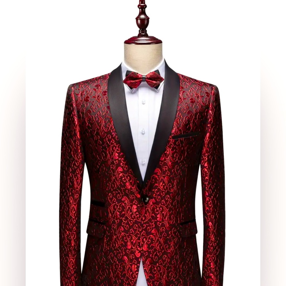 Jacquard Shawl Collar Blazer, Men's Elegant Suit Jacket